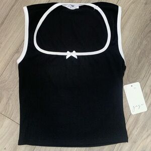 Gaze Black Tank Top with White Accents